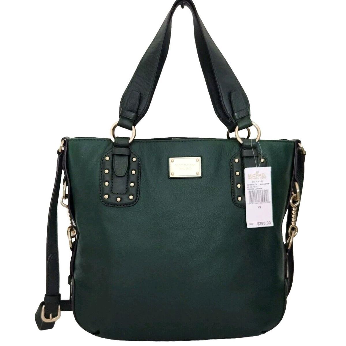Michael Kors Big Valley Studded Large Malachite Green Leather Tote Bag