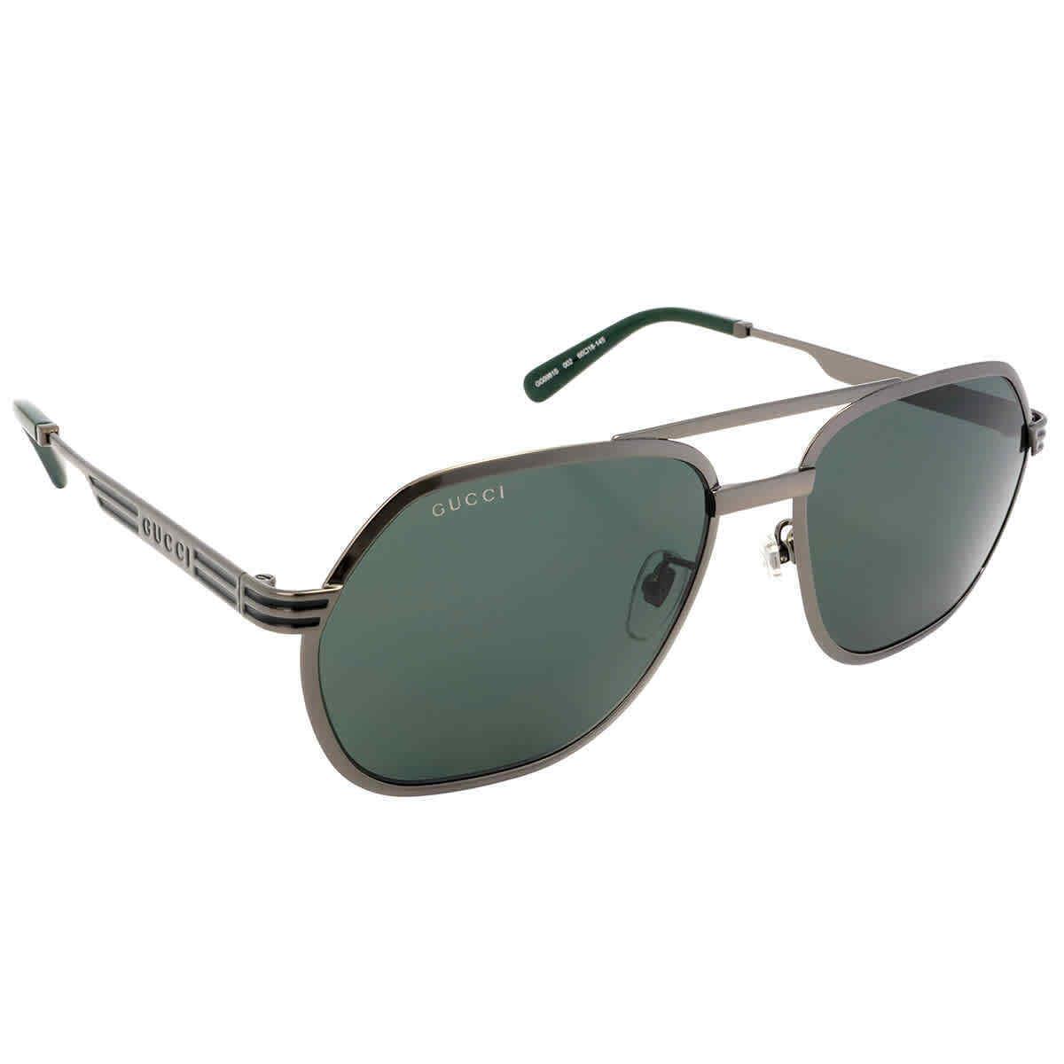 Gucci Green Navigator Men`s Sunglasses GG0981S 002 60 GG0981S 002 60