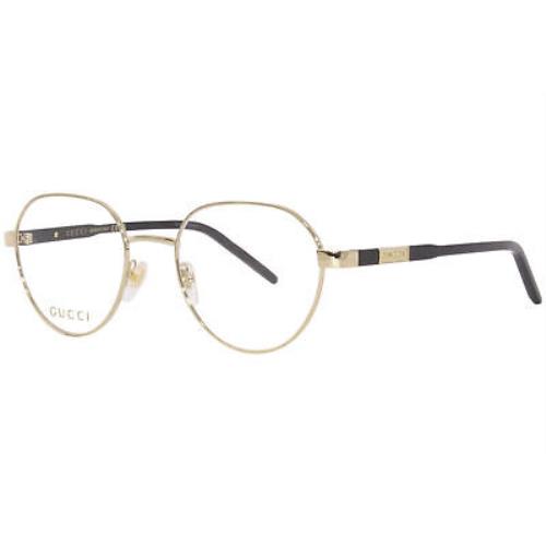 Gucci GG1162O 001 Eyeglasses Frame Men`s Gold/black Full Rim Round Shape 51mm