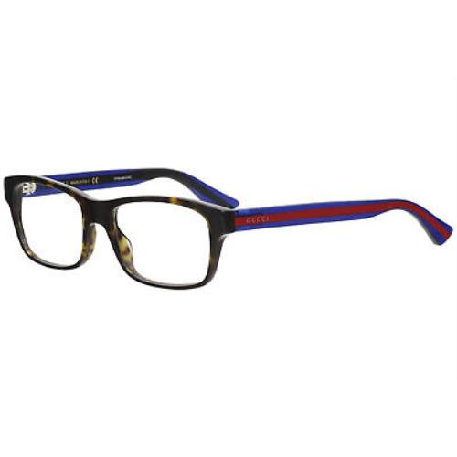 Gucci GG0006ON 007 Eyeglasses Havana/blue/red Full Rim Optical Frame 55mm