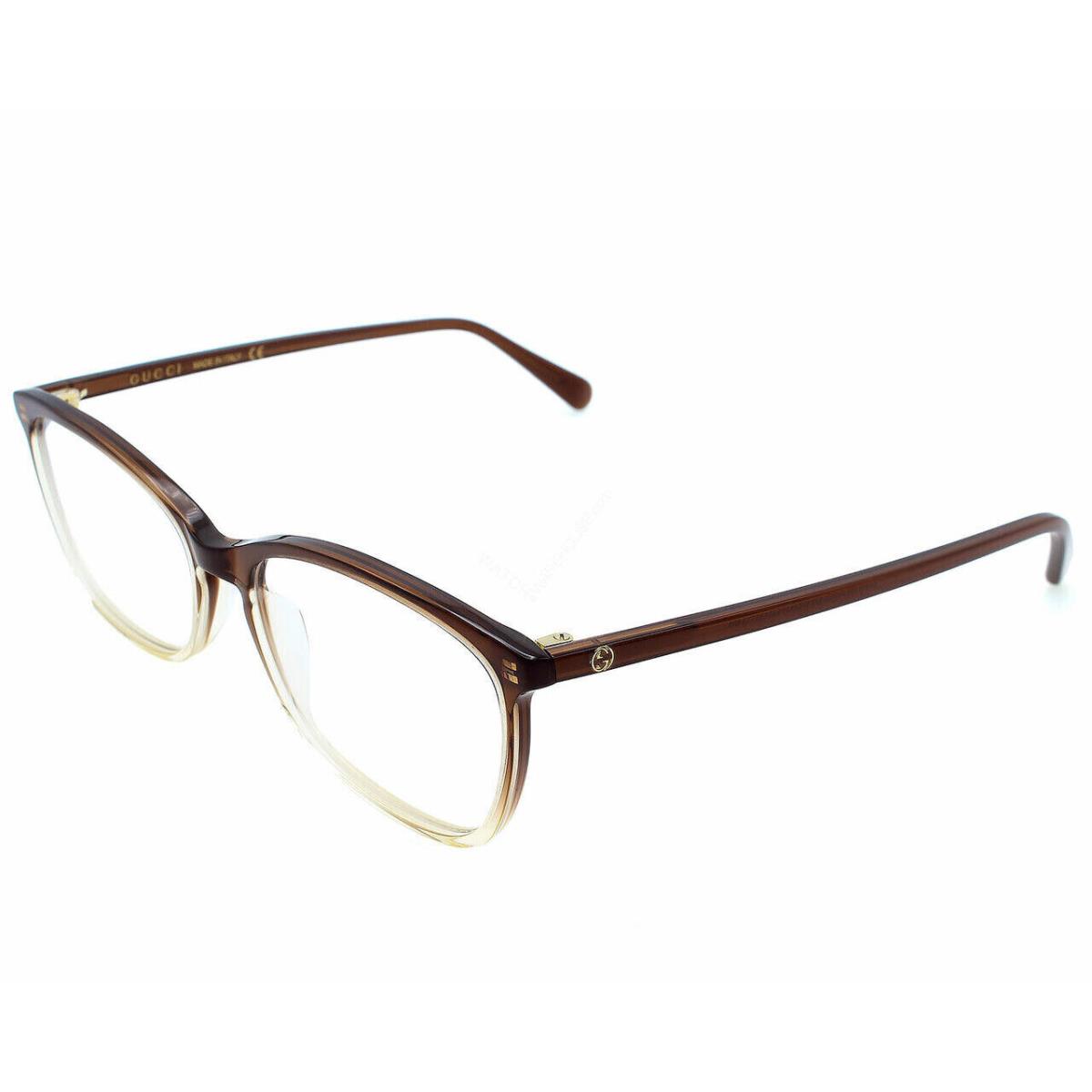 Gucci Square Full Rim Brown Clear Lens 55-16-145MM Women`s Eyewear GG0548O-007