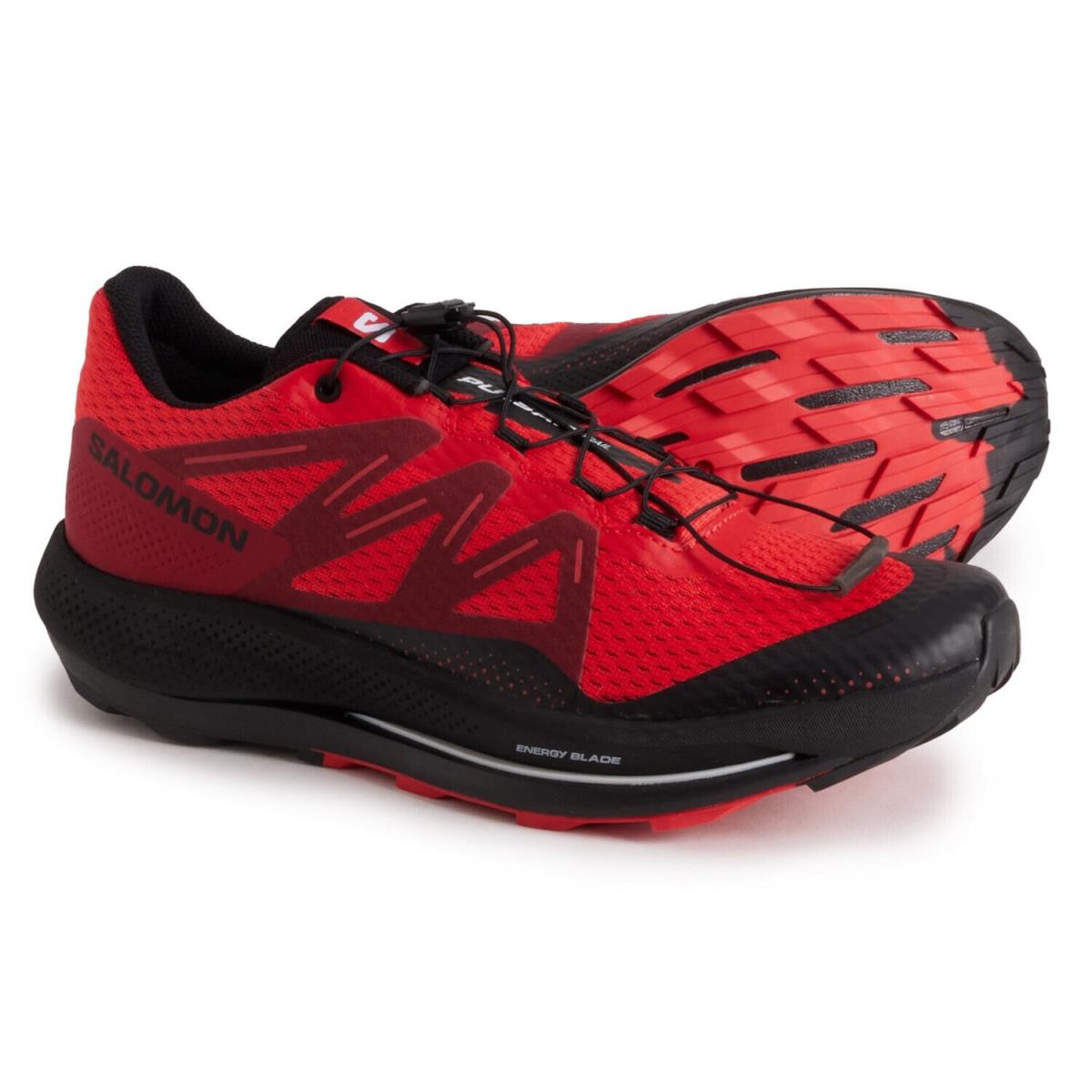 Salomon Men`s Pulsar Trail US 14 M Poppy Red Mesh Running Sneakers Shoes - Red