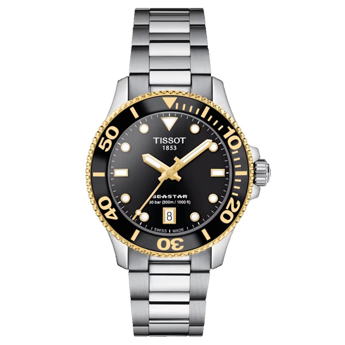 Tissot Men`s Seastar Black Dial Watch - T1202102105100