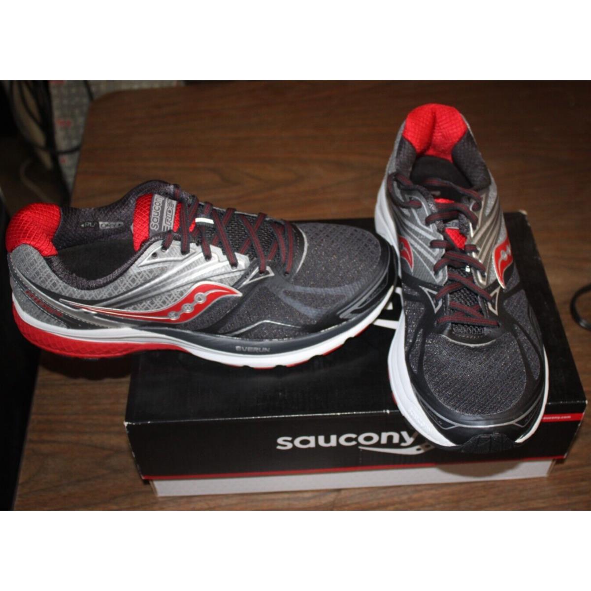 Saucony Ride 9 Running Shoes S201318-1 Mens Size 8.5 Gray/red