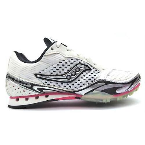 Saucony Women`s Running Shoes Lightweight Velocity Spike 2 White Silver Size 6