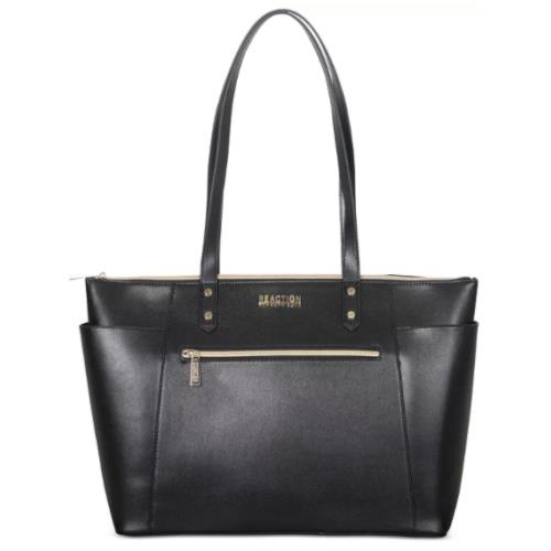 Kenneth Cole Reaction Black Leather 15 Computer Tote B3527
