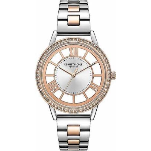 Woman`s Kenneth Cole Two Tone Stainless Steel Crystalized Watch KC51149002