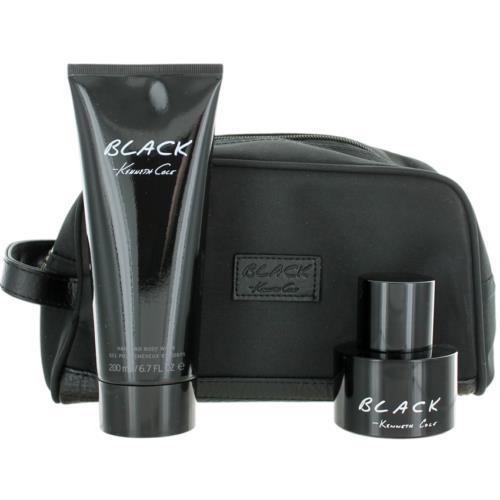 Kenneth Cole Black By Kenneth Cole For Men Set: Edt Spray + Shower Gel + Bag