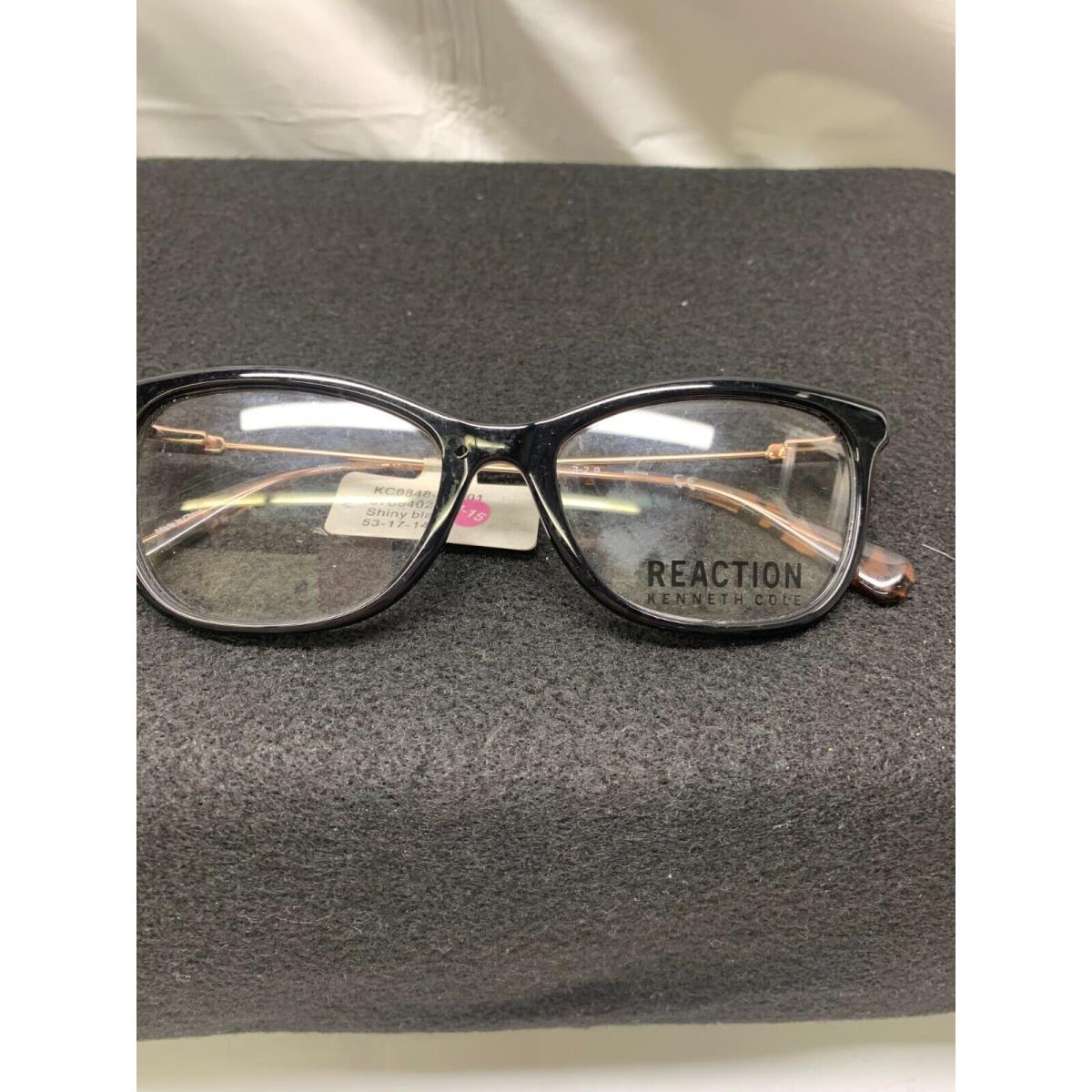 Kenneth Cole Reaction KC0848 Eyeglasses Shiney Black 53-17-140 Demo Lense