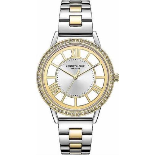 Woman`s Kenneth Cole Gold Tone Stainless Steel Crystalized Watch KC51149003