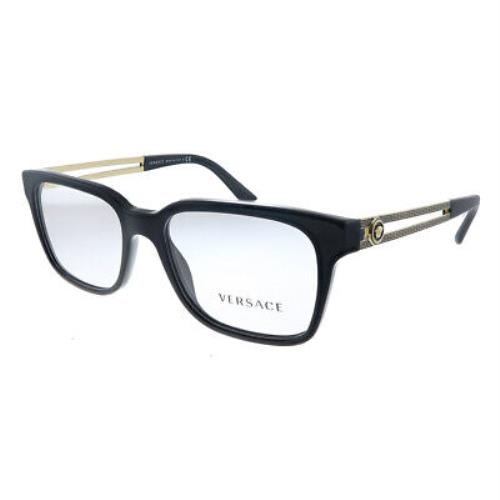 Versace VE 3218 GB1_53 Black Plastic Metal Square Eyeglasses 53mm