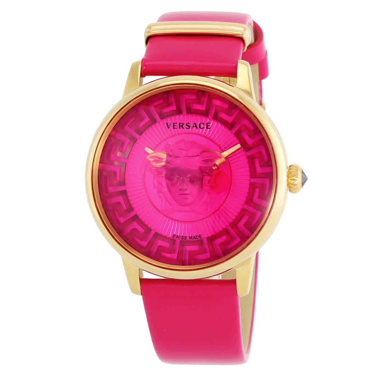 Versace Medusa Alchemy Quartz Pink Dial Ladies Watch VE6F00323 - Dial: Pink, Band: Pink, Bezel: Gold-tone