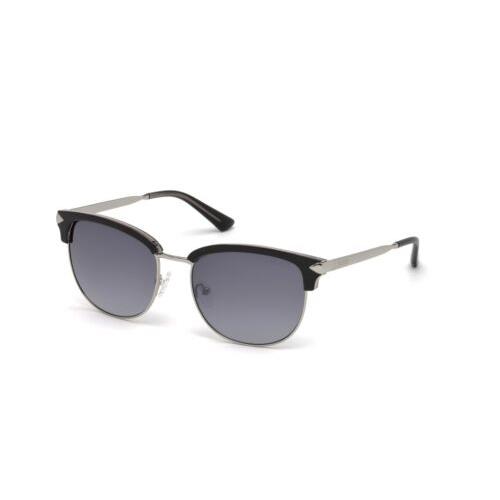 Guess Gu7482 Classic Retro Sunglasses Matte Black Silver w/ Smoke Grey 55 mm