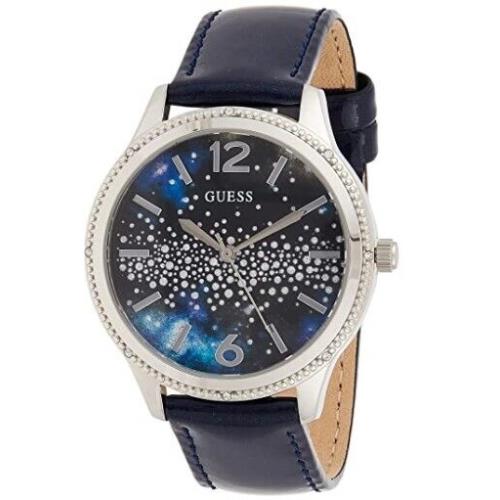 Guess Galaxy Design Blue Leather 38mm Women`s Watch W1028L1