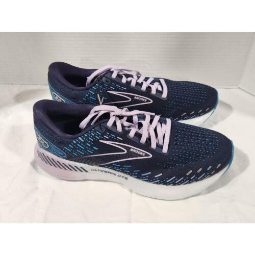 Brooks Women`s Glycerin Gts 20 Running Shoes Navy/light Purple Size 7.5