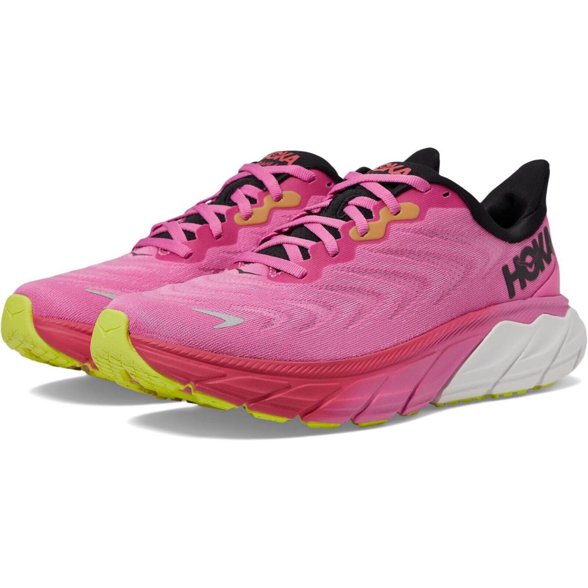 Women Hoka Arahi 6 Running Shoes Medium 1123195 Strawberry Black - Pink