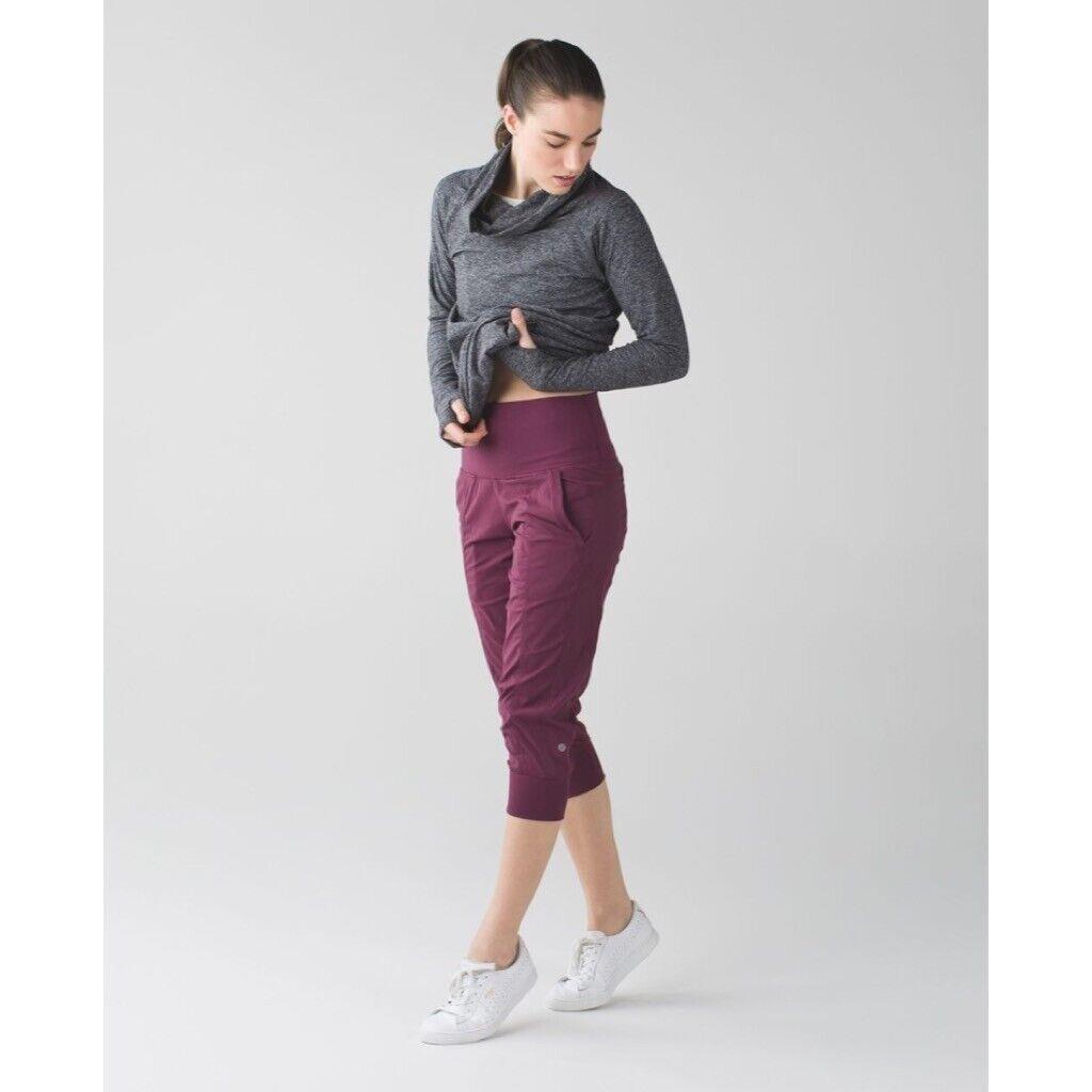 Lululemon In Flux Crop Pants Red Grape Purple Cropped Athletic Size 2
