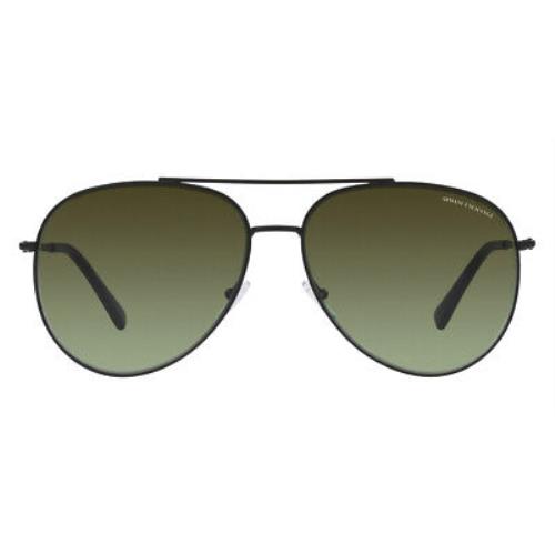 Armani Exchange AX2043S Sunglasses Matte Black Green Gradient Brown 62mm