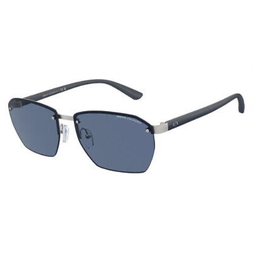 Armani Exchange AX2048S Sunglasses Matte Silver/matte Blue / Dark Blue