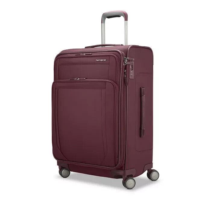 Samsonite T1125 Merlot Polyester Lineate Dlx Med 25 Expandable Spinner Suitcase