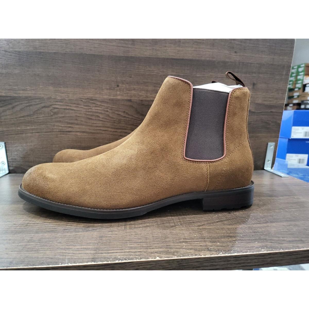 Vince Camuto Men`s Lieven Suede Chelsea Boots Scout Tan 11.5