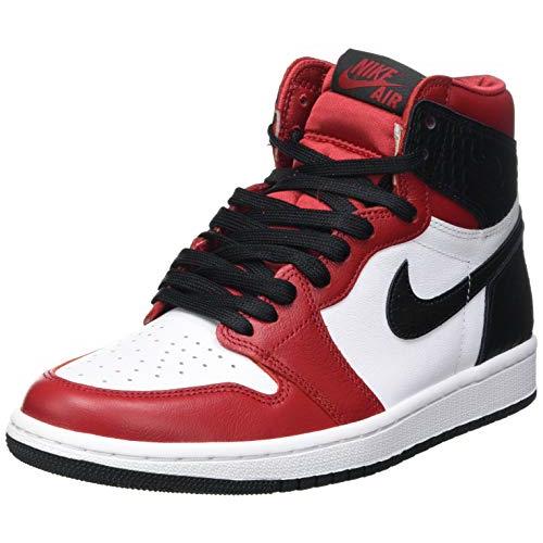 Nike Women`s Air Jordan 1 Retro High Satin Snake CD0461-601 Basketball Shoes Gym Red/Black-White