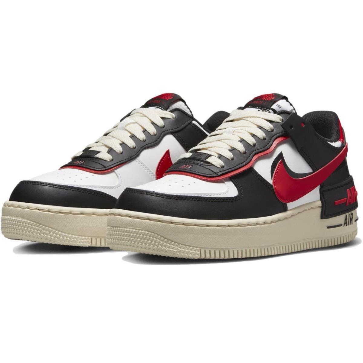 Nike Women`s Air Force 1 Shadow `black University Red` Shoes DR7883-102 - White