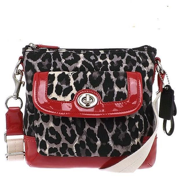 Coach Park Ocelot Print Swingpack Crossbody Bag Black Multi