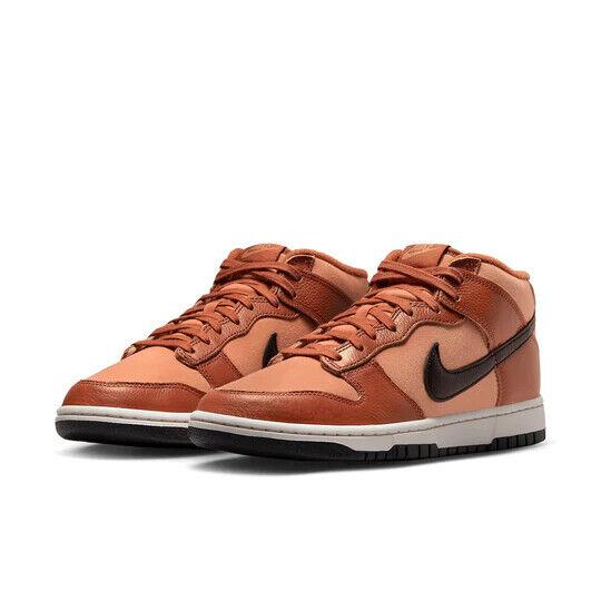 Nike Dunk Mid DZ2533-200 Men`s Amber Brown Black Leather Basketball Shoes TD28 11