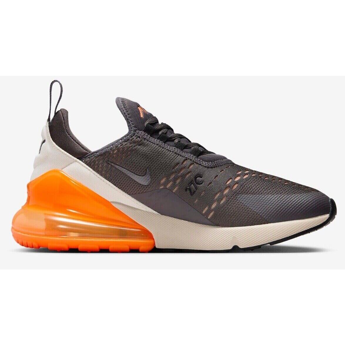 Nike Air Max 270 Men`s Casual Shoes All Colors US Sizes 7-14 Thunder Grey/Desert Sand/Total Orange/Black