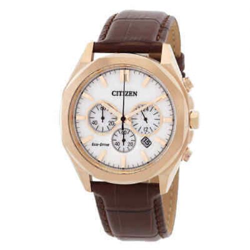 Citizen Eco-drive Chronograph Ivory White Dial Men`s Watch CA4593-15A