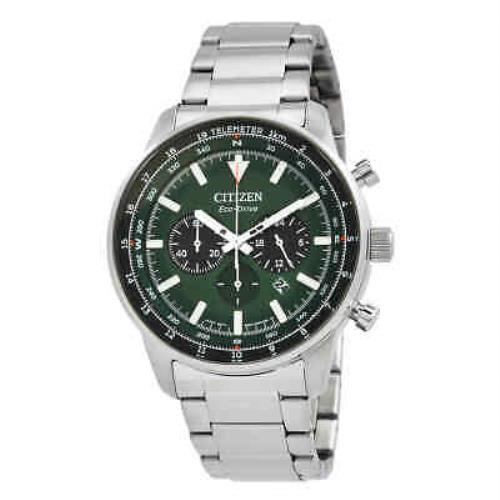 Citizen Chronograph Eco-drive Green Dial Men`s Watch CA4500-91X
