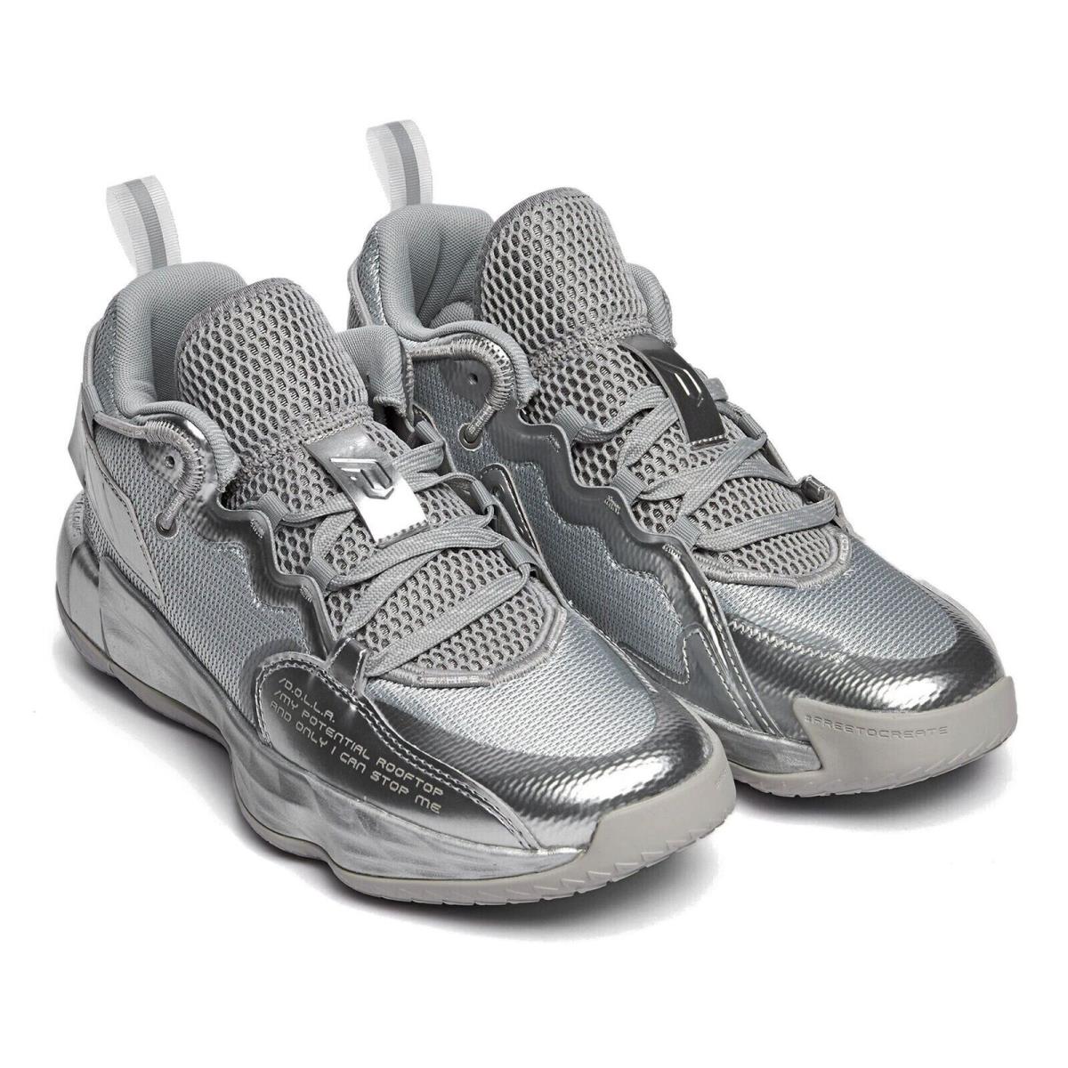FZ0172 Men`s SZ 9 Adidas Dame 7 Extply Gray Silver Basketball Shoes