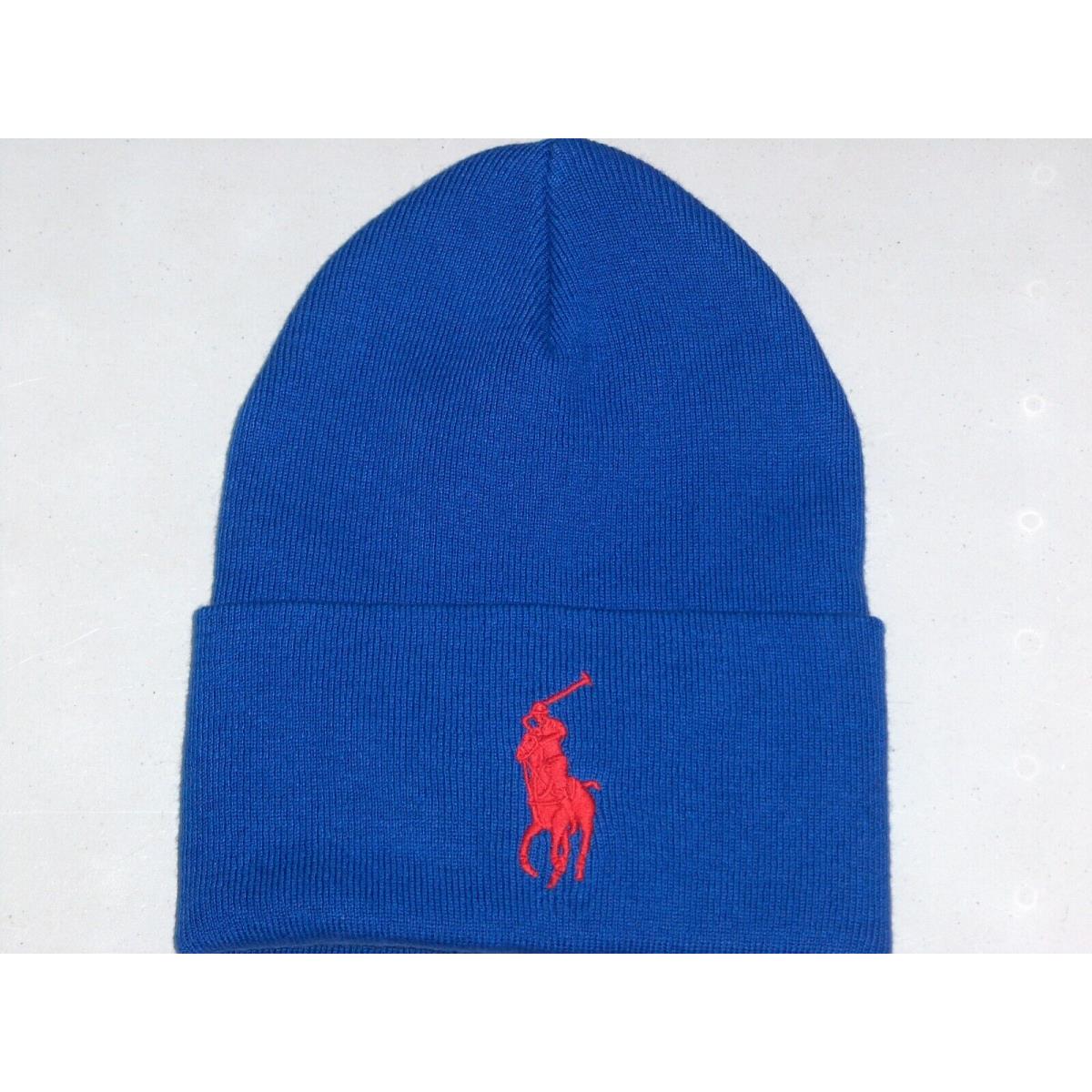 Polo Ralph Lauren Men`s Big Pony Cuffed Cotton Beanie Hat Watch Cap Royal Blue