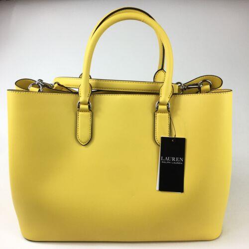 Lauren Ralph Lauren Resort 21 Leather Yellow Tote Bag Crossbody Pockets