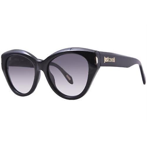 Just Cavalli SJC033 0700 Sunglasses Women`s Black/smoke Gradient Cat Eye 55mm