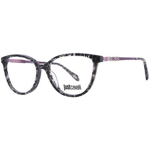 Just Cavalli VJC008 09SX Eyeglasses Women`s Transparent Grey/havana Cat Eye 54mm