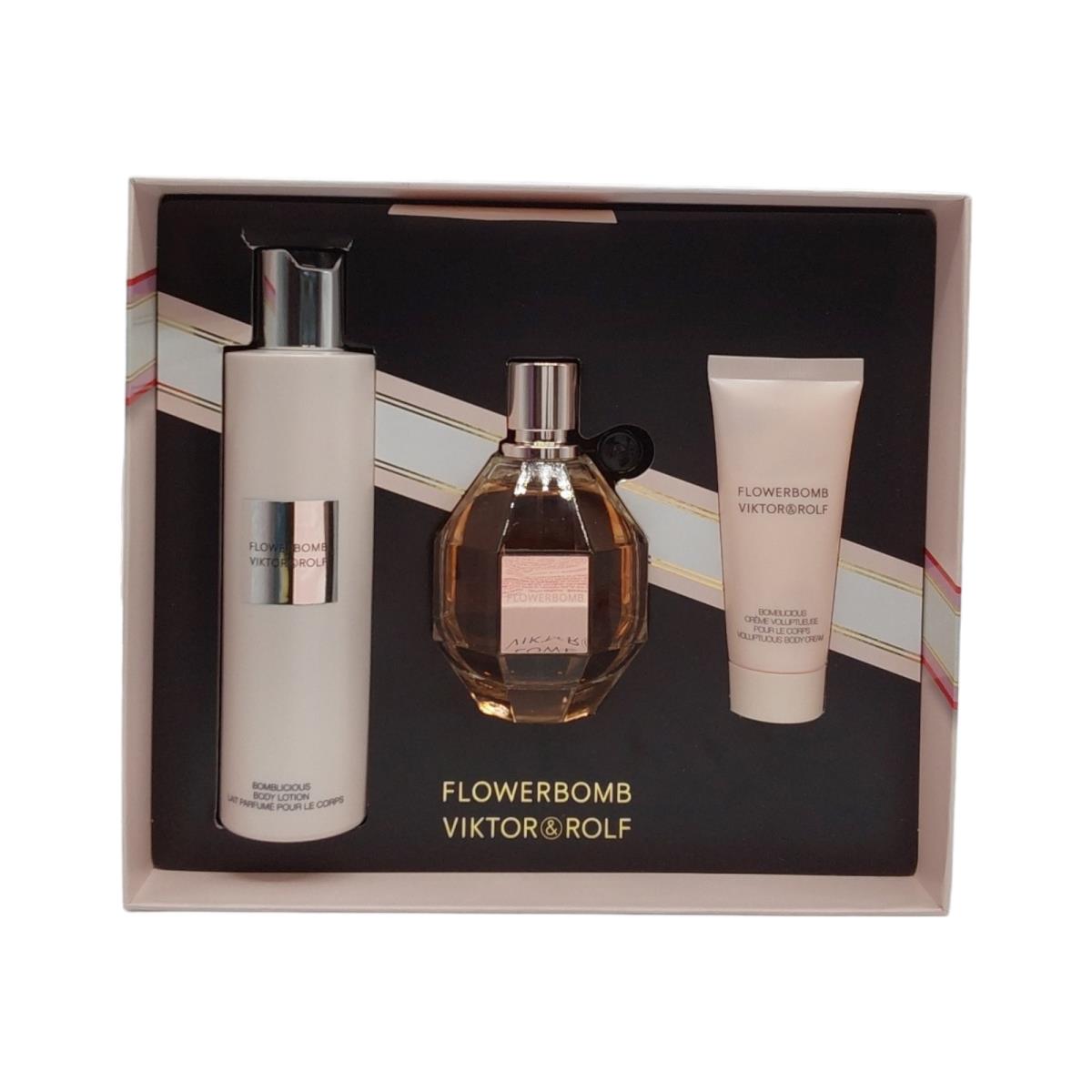 Viktor Rolf Flowerbomb 3 Pc Gift Set 100ml Edp 200ml Body Lotion Body Cream