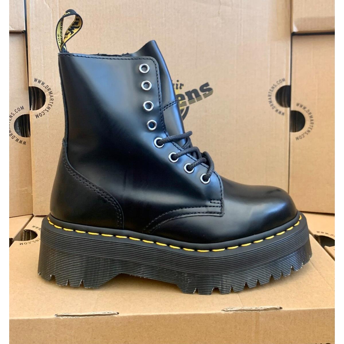 Dr Martens Women`s Jadon Black Smooth Leather Platform Boots