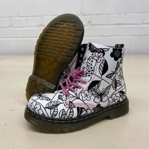 Dr. Martens 1460 Meadow Print Lace Up Boots Toddler Size US 10 White