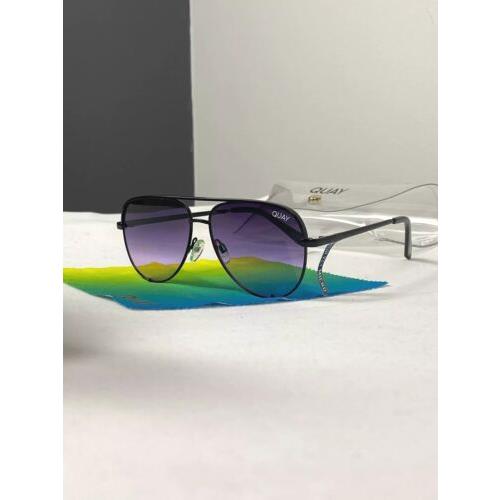 Quay High Key 126 Micro Sunglasses Black Frame Purple Fade Lenses Gradient