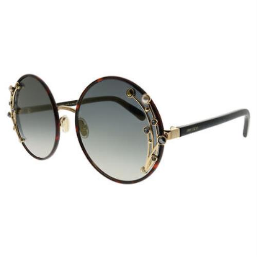Jimmy Choo Gema/s 086 FQ Dark Havana Metal Round Sunglasses Gold Mirror Lens