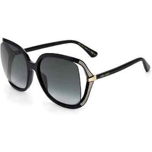 Jimmy Choo Tilda/s 807 Black Silver Glitter Grey Gradient Lens Women Sunglasses