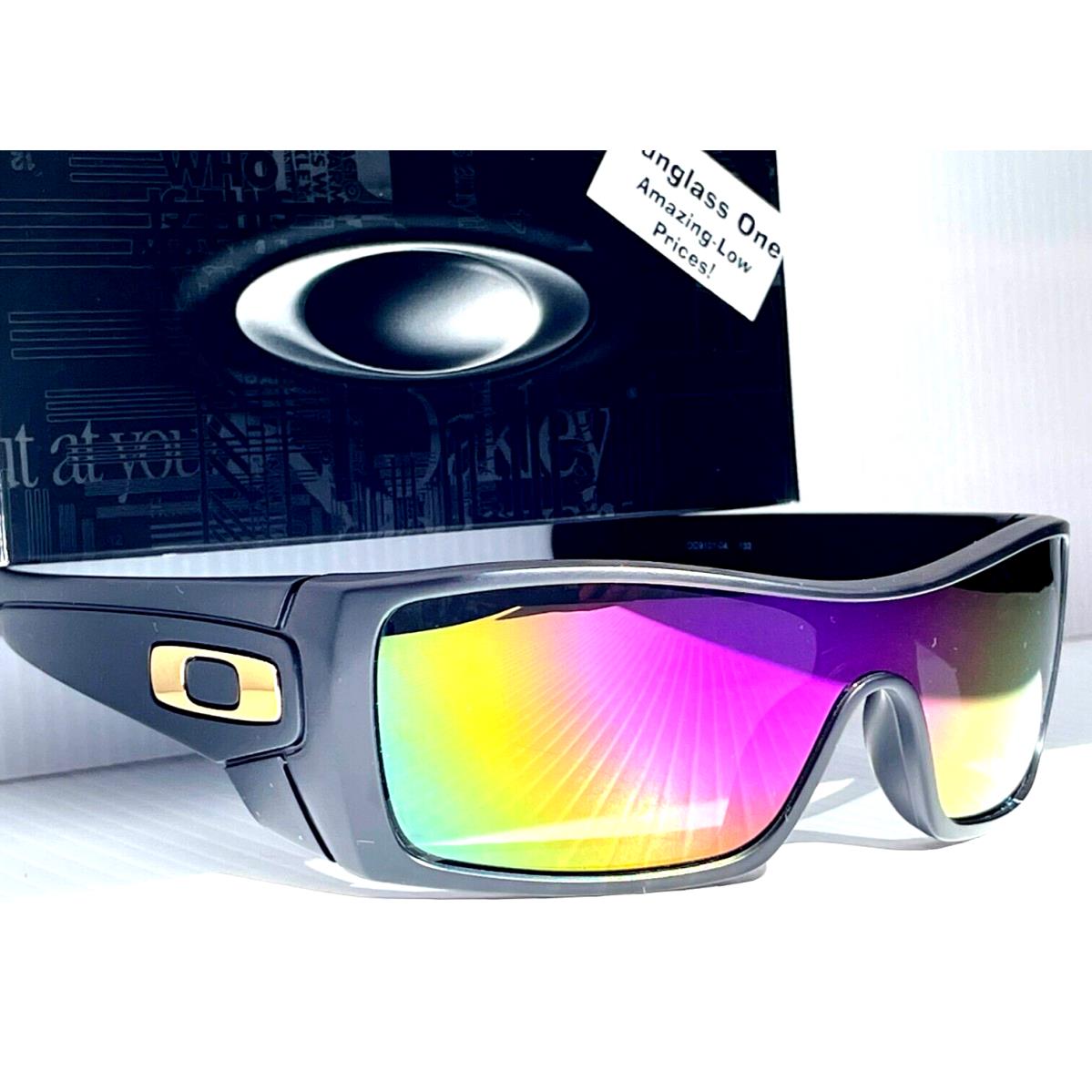 Oakley Batwolf Matte Black Gold Icon Polarized Galaxy Violet Lens Sunglass 9101