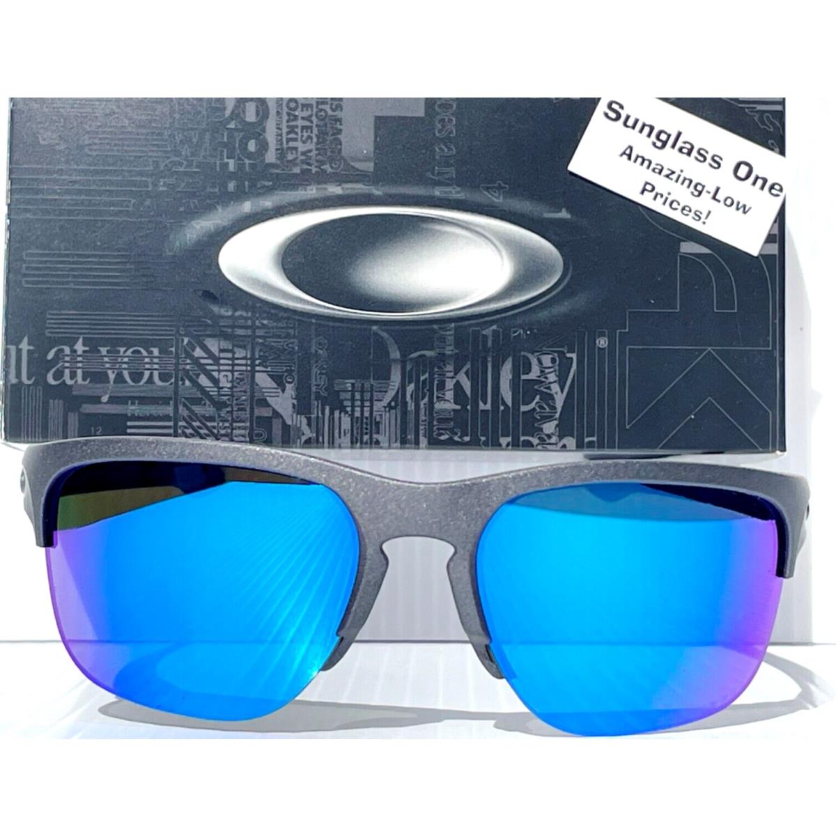 Oakley Sliver Edge Steel Grey Polarized Sapphire Blue Sunglass 9413-06