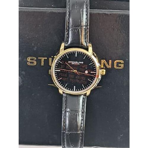 Stuhrling Men`s Watch Stainless Steel Leather Strap