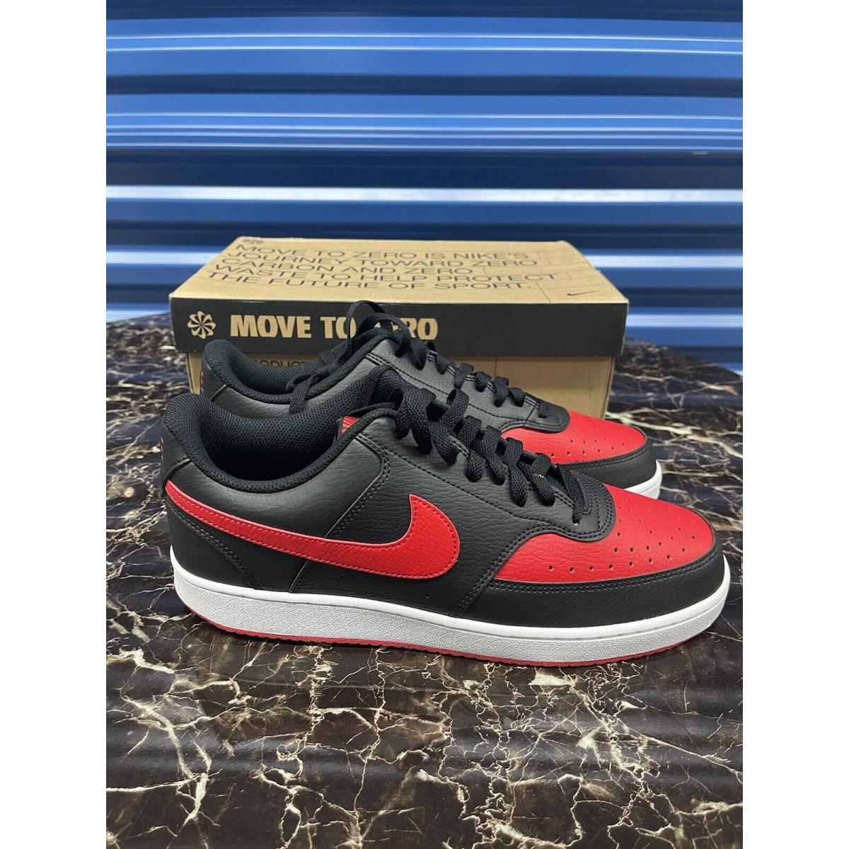 Nike Court Vision Low Top Shoe Black Red Next Nature Bred FJ0685-010 Sz 11