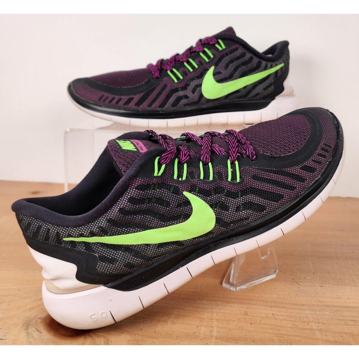 Nike Free 5.0 Low Top Running Shoes Black Purple Lime 9.5 Womens 724383 005 SporTipTop