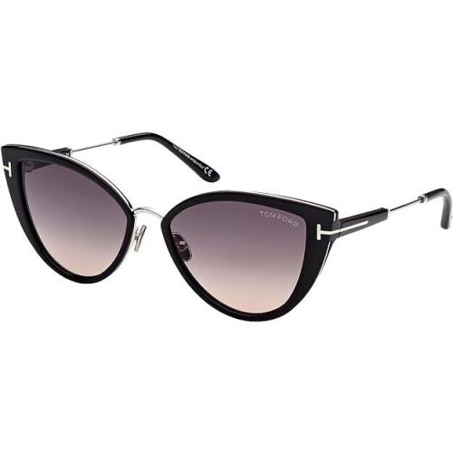 Tom Ford Women`s 0868 01C Anjelica-02 Shiny Black Grey Smoke Sunglasses 57mm