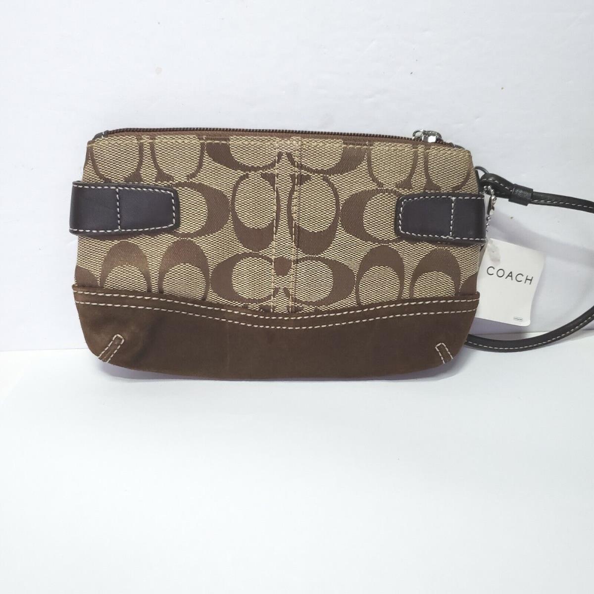 Coach Small Bag Wristlet Purse Brown Clutch Wallet Zip Around Pouch Soft